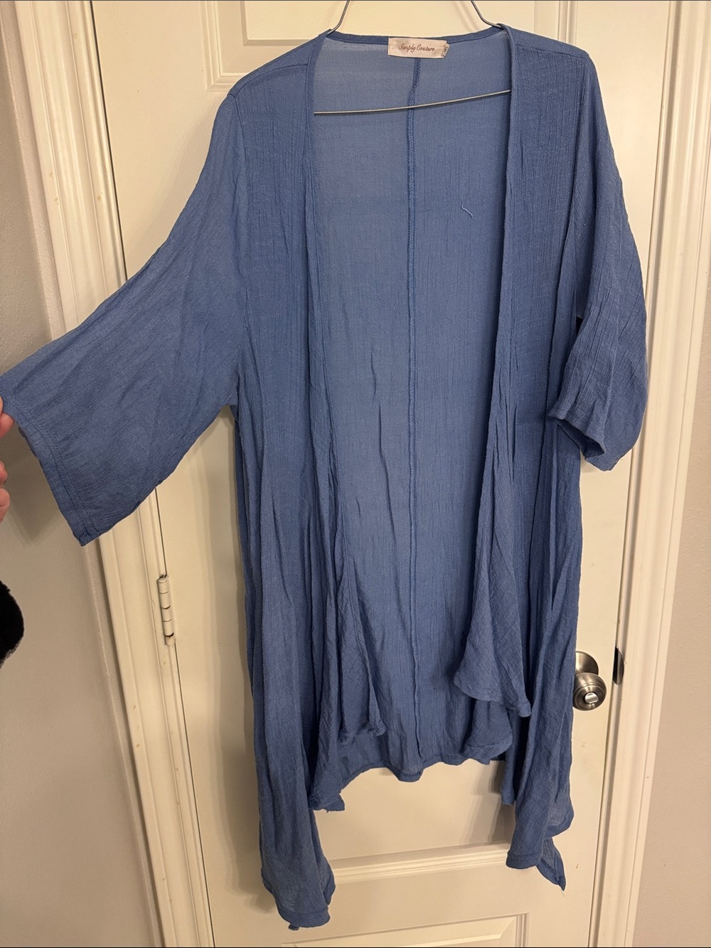 Simply Couture Blue Open-Front Lightweight Kimono Cardigan